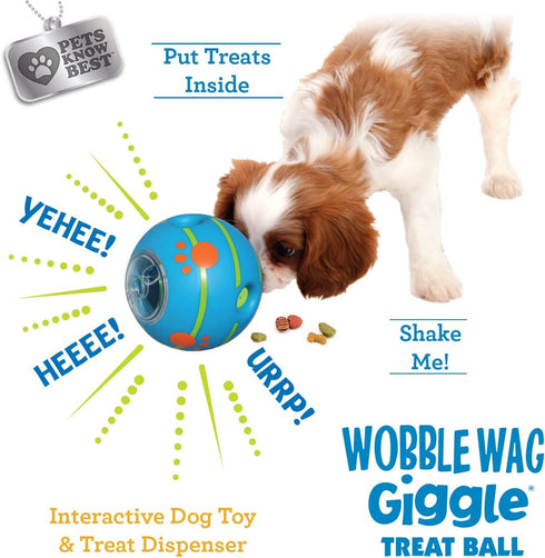 Wobble Wag Giggle Treat Ball, Interactive Dog Toy & Treat Dispenser, Fun Giggle Sounds for Dogs