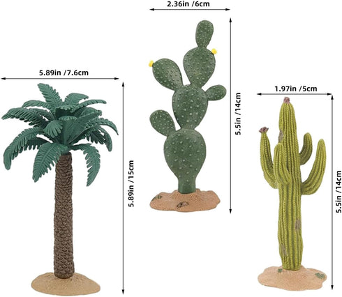 3pcs Set, Luxshiny Artificial Cactus Plants Realistic Faux Succulents with Desert Landscape Design, Aquarium