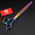 Purple Dragon 8.0" Titanium Multicolor Professional Pet Grooming Scissors Set - Straight, Thinning & Curved Scissors