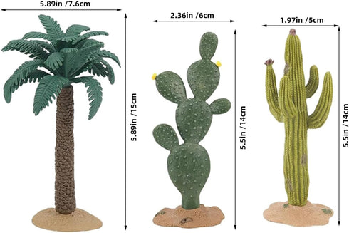 3pcs Beaupretty Artificial Cactus Plants Figurines for Reptile Environment Decoration, Simulation Succulent Miniature