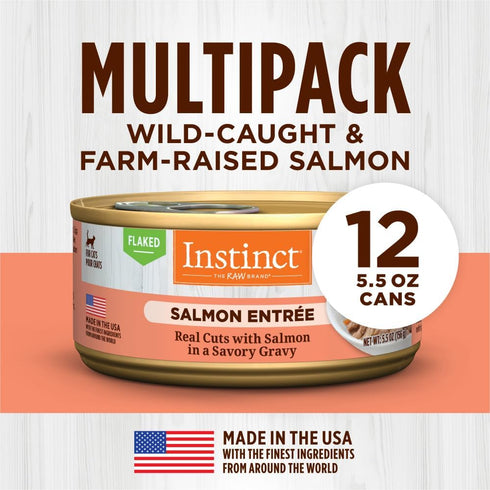 Instinct Flaked Salmon Entrée Wet Cat Food, 12 Pack, 5.5 Ounces Each