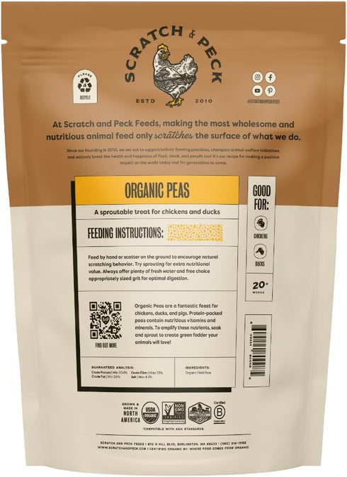 10 lbs 20% Scratch and Peck Whole Peas Chicken, Duck and Livestock Supplemental Grain - Bag - Protein, Certified