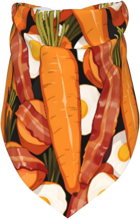 Generic Carrot Egg& Bacon Medley Pet Triangle Bandana for Dogs Cats, Polyester Pet Scarf Fashion Pet Decoration