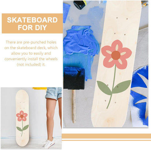 Toyvian Blank Skateboard Decks, Unfinished Skateboard for Customization