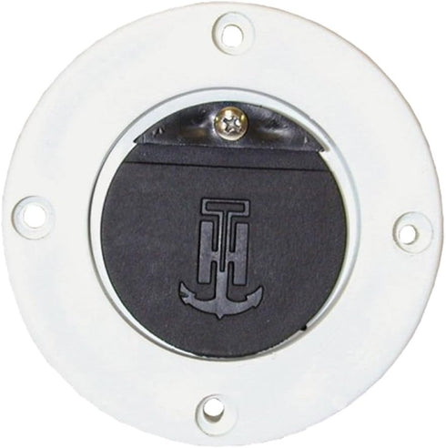 T-H Marine Scupper Valve Assembly | Flush Mount Boat Flapper Scuppers with Grooves Inside to Mount Over 1" to 1.25" Drain Tubes | White Frame/Black Flapper by Boating Accessories