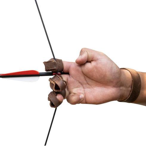 Three-Finger Archery Glove, Bow and Arrow Shooting, Target Practice, Accessory for Archers, Protection for Wrist & Fingers, Full Grain Leather, Handmade, Bourbon Brown by Valhalla Gear