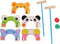 TOYANDONA Cartoon Wooden Animal Croquet Set - Interactive Family Game with Croquet Wood Mallets for Kids