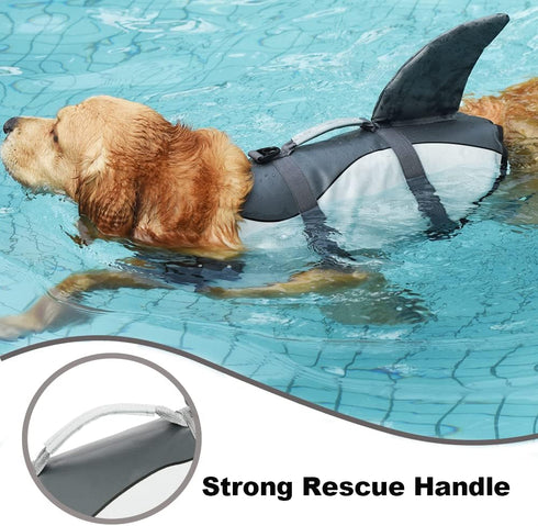 Doglay Shark Dog Life Jacket, Adjustable Pet Flotation Vest for Small Medium Large Dogs, High Buoyancy