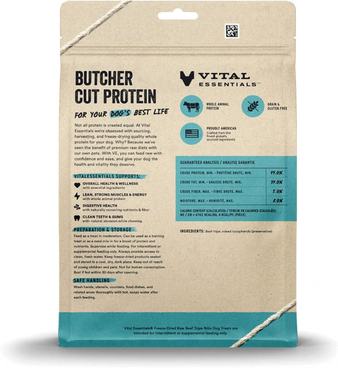 Vital Essentials Freeze Dried Raw Single Ingredient Dog Treats, Beef Tripe, 14 oz