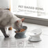 Sweejar Ceramic Raised Cat Bowls, Slanted Cat Dish Food or Water Bowls, Elevated Porcelain Pet Feeder Bowl Protect Cat's Spine, Stress Free, Backflow Prevention (Grey)