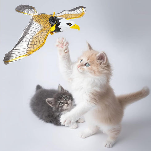 LOMIMOS Flying Bird Cat Toy, Interactive Hanging Spinning Simulation Bird with Sound Light for Indoor Ceiling Kitten