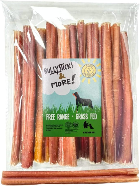 BULLYSTICKS & MORE 6 Inch Bully Sticks (Regular - 16 Pack) | 100% Grass Fed Beef Chews for Medium Dogs