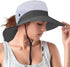 Rosoz Ponytail Sun Bucket Hats for Women - UV Protection Foldable Mesh Wide Brim for Hiking & Fishing