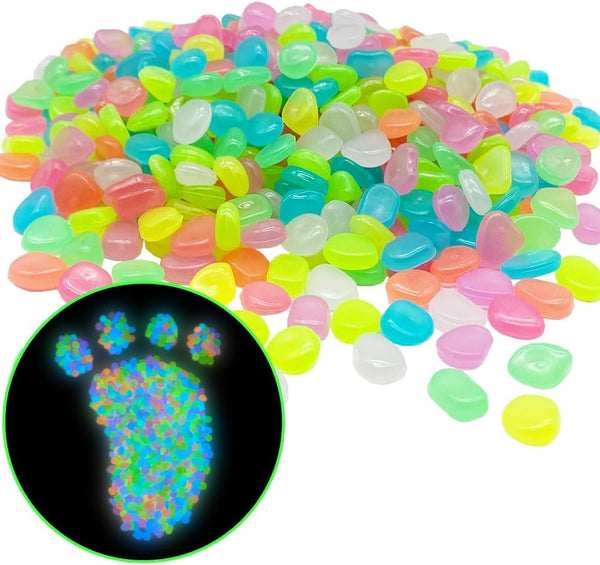 500 PCS Multi-Color Glow Pebbles, Glowing Rocks for Fish Tank, Pathway Garden Decor, Shining Pebbles