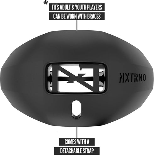 Nxtrnd One Football Mouth Guard with Strap - Fits Adult & Youth (Black)