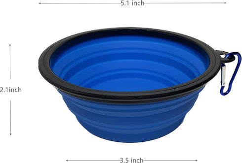 Small Portable Collapsible Pet Bowl, Foldable Food & Water Dish for Dogs & Cats, 2 Pack with Carabiners, BPA Free