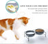 Porcelain Raised Cat or Small Dog Bowls with Heightened Metal Stand, Non-Slip Bottom, 15 Ounces, Grey