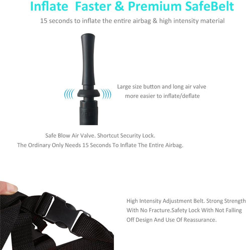 Inflatable Snorkel Vest for Adults, Snorkeling Jackets for Free Diving, Safety Load Up to 220 lbs