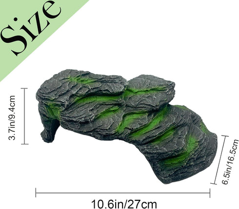 Resin Turtle Basking Platform, Turtles Rock Dock Climbing Ramp Cave Hideout Decor for Small Lizards, Frogs, Snakes,