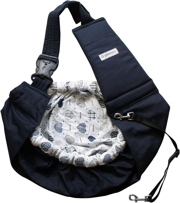 OrgMemory Pet Sling Carrier, Adjustable Dog Sling, Small Dog Cat Outdoor Shoulder Pet