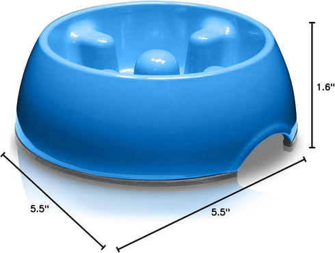 Dogit Go Slow Anti-Gulping Dog Bowl, Blue, X-Small