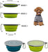 Small Collapsible Dog Bowl, 12oz, 2 Pack Portable and Foldable Pet Travel Bowls with Carabiners & Lids (Blue+Green+Grey)