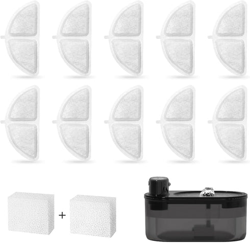 subteenmate Wireless Cat Water Fountain Filters Set, 10 Filters & 2 Pre-Filter