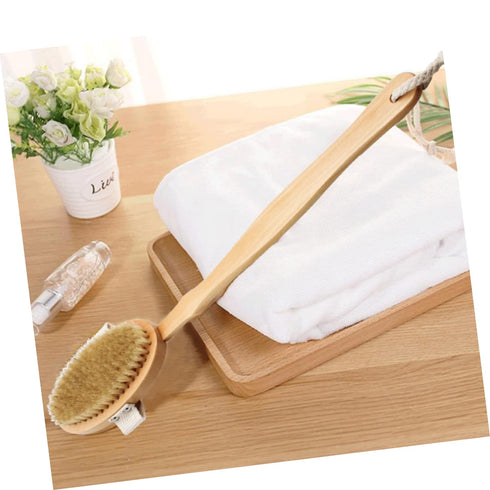 2PCS Pet Bathing Brush, Wooden Handle Bath Brush for Dogs and Cats, Practical Pig Bristle Bathing Tool