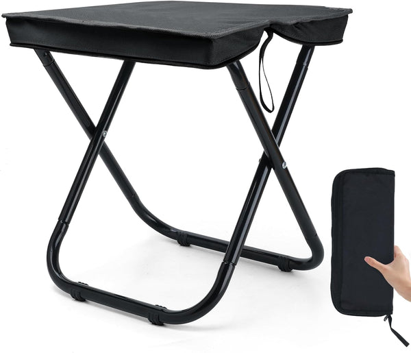 16" Foldable Portable Camping Stool Heavy Duty 350lbs for Adults, Lightweight Travel