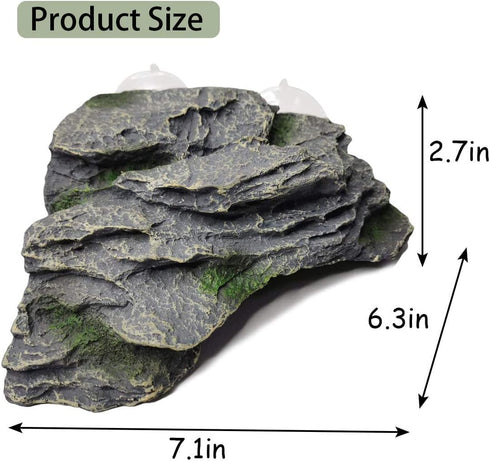 PINVNBY Turtle Basking Platform, Large Reptile Climbing Shale Resin Ledge with Suction Cups