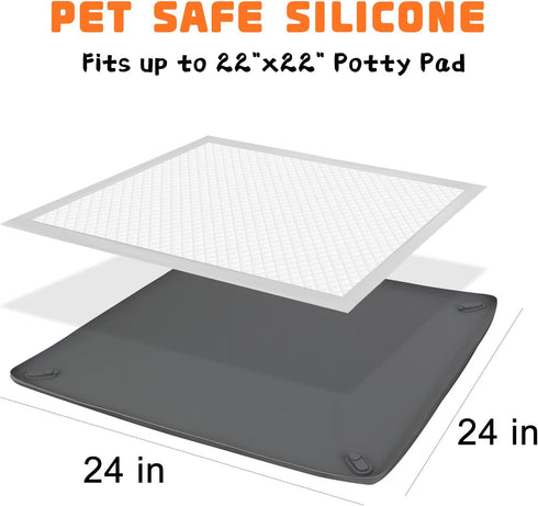 Dogs,24"x 24" Dog Pee Pad Holder for Small Non Slip Silicone Puppy Pad Holder with Magnetic Snaps Reusable High Edge
