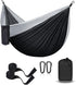 Hammock Camping, Portable Single/Double Hammocks for Outdoor Hiking, 210D Nylon Hammock Swing (Black/Gray)
