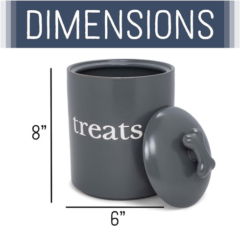 Nat & Jules Charcoal Grey 8 x 6 Ceramic Pet Treats Canister