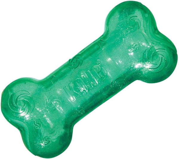 KONG Squeezz Crackle Bone, Strong Indoor/Outdoor Dog Toy for Medium Dogs (Assorted Colors)