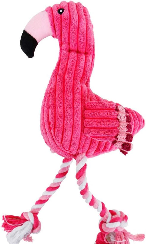 Dog Plush Toys, Cute Flamingo Durable Squeaky Teething Toys for Puppies, Interactive Stuffed Chew Toys for Dogs