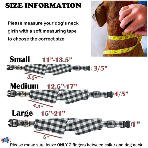 Cotton Dog Collar with Bowtie, Comfortable Adjustable Lapel Design for Small Medium Large Pets (Black White, L 14-22in)