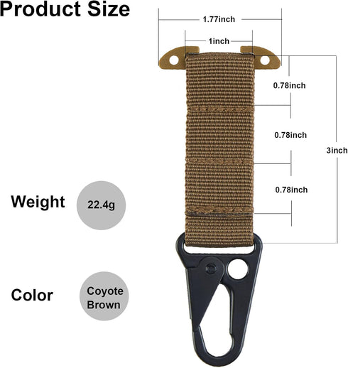 Tactical Gear Clip T-Mount Molle Clip with HK Hook for Tactical Backpack, Vest, Belt, MOLLE Webbing