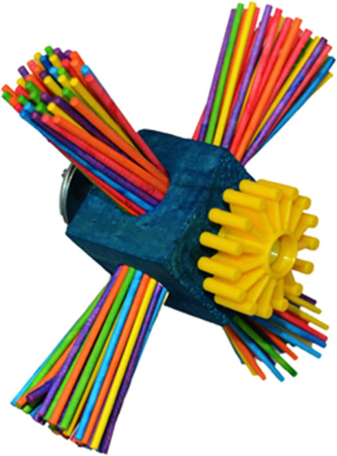 SB963 6.5"x4" Super Bird Creations Twirl N' Whirl Bird Toy - Handcrafted Wooden Bird Stuff with Lollipop Sticks