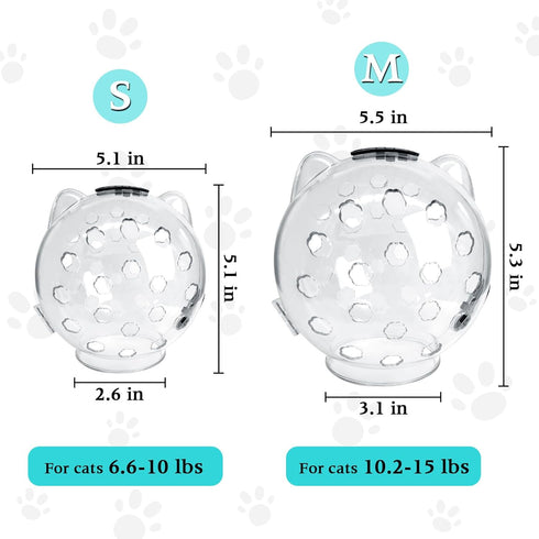 Fhiny Cat Muzzle - Transparent Helmet with 4 Boots - Adjustable Breathable Kitty Hood Anti Bite Bubble Mask for Cats