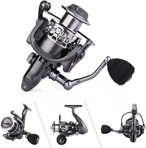 Sougayilang Fishing Reel, 13+1BB Light Weight Ultra Smooth Aluminum Spinning Reel with Free Spare Graphite Spool