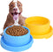 2pcs Colorful Plastic Round Dog Bowls, No Spill Water Food Feeder Dish for Cats and Puppies