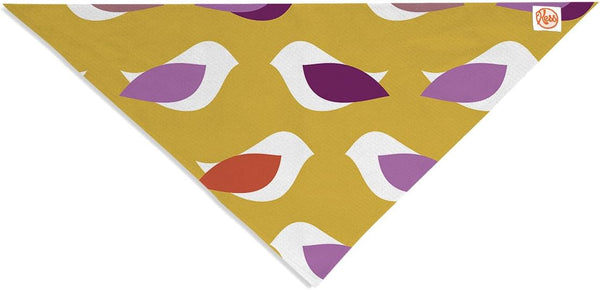 Pellerina Design "Golden Orchid Birds" Yellow Purple Pet Bandana and Scarf, 28 by 20 by 20-Inch