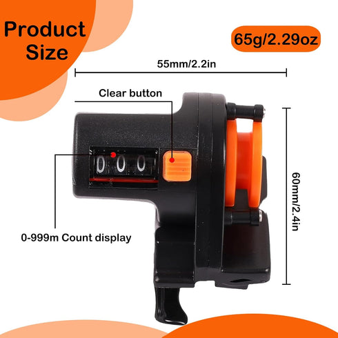Fishing Line Counter 0-999M for Spooling & Trolling, Portable Depth Gauge with Easy-Read Display, Essential Fishing