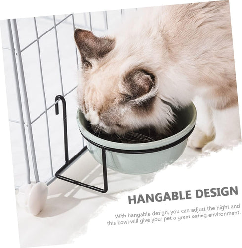1 Set Hanging Pet Bowl Hanging Kennel Water Bowl Puppy Cages Pet Feeder Cat Accessories Dog Dish Food Bowl with Rack Raised Pet Bowl Pain Crate Ceramics Drinking Fountain Household
