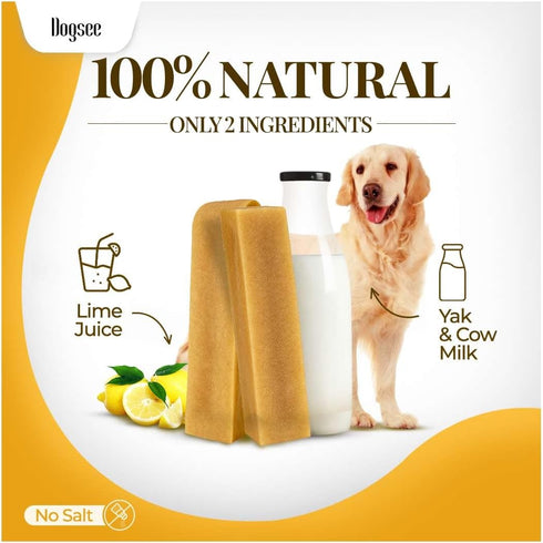 1lb 6 100% Dogsee Original Yak Cheese Himalayan Dog Chews (Medium - Bars) | All Natural | Dog Treats Medium Breed | Dog