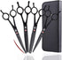 7.0 Inches Professional Pet Cat Dog Grooming Shears Scissors Kit - Straight, Curved, Thinning/Blending/Chunking