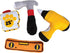 PUREPET Pack 4 Set Hammer Set Dog Toy Tools in One Crinkle Squeak Fetch and Fix Fun Measuring Tape Drill and Level (One
