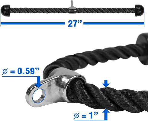 Yes4All Deluxe Tricep Rope Cable Attachment, 27 & 36 inch, 4 Colors for Gym Pull Down Rope