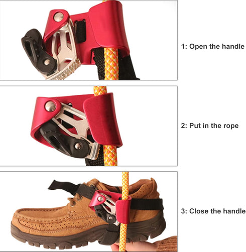 Upgraded Foot Ascender, 140kgs Strong Rappelling Gear for Rock Climbing, Tree Arborist, Climbing Rescue, 8~13MM Rope,