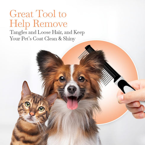 Fuller Brush Single-Sided Pet Comb - 25 Rust-Resistant Pins for Grooming Dogs & Cats, Ergonomic Handle